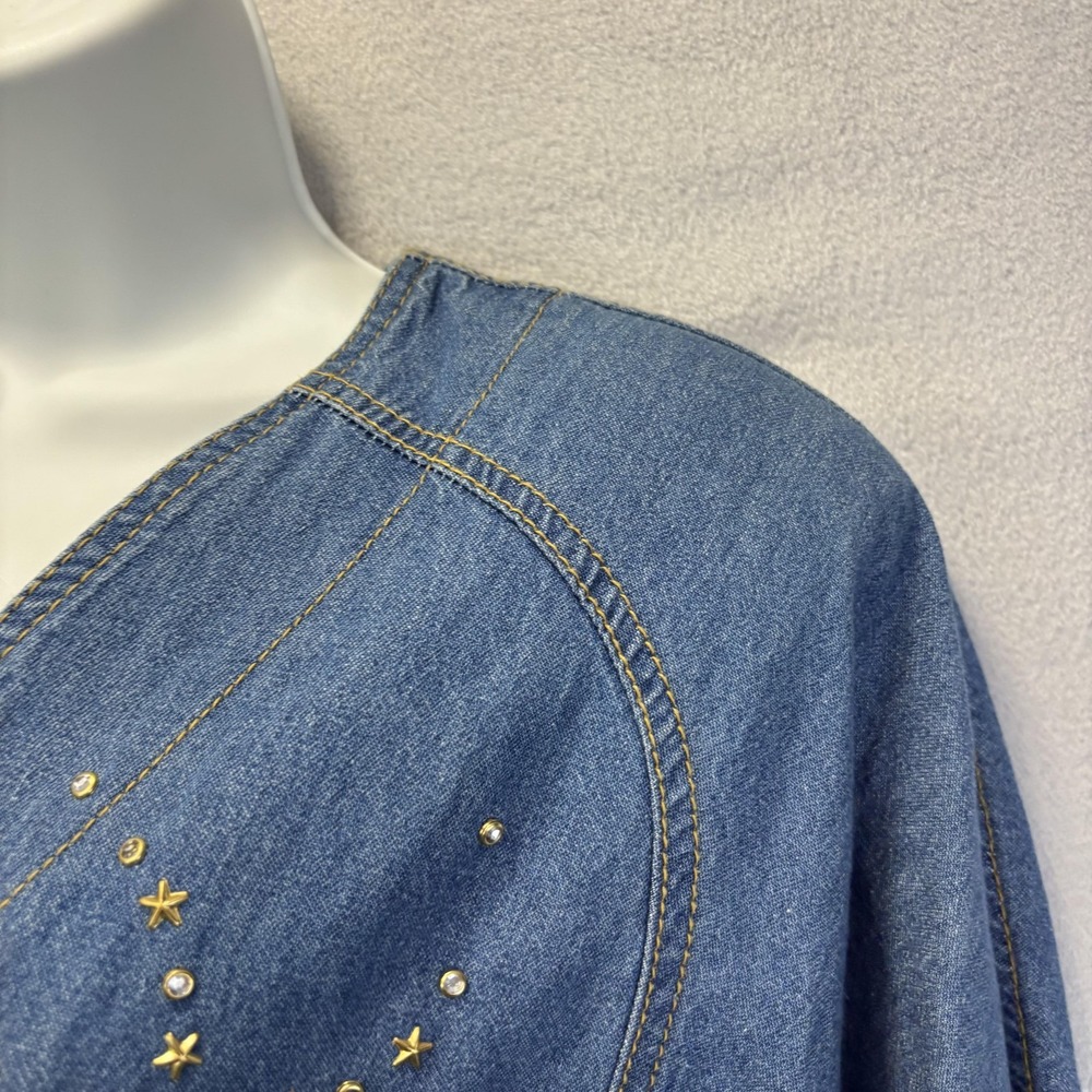 Vintage Bingo! Bingo! Button Up Denim Shirt Womens 6 Star Celestial Western 80s - Picture 11 of 12